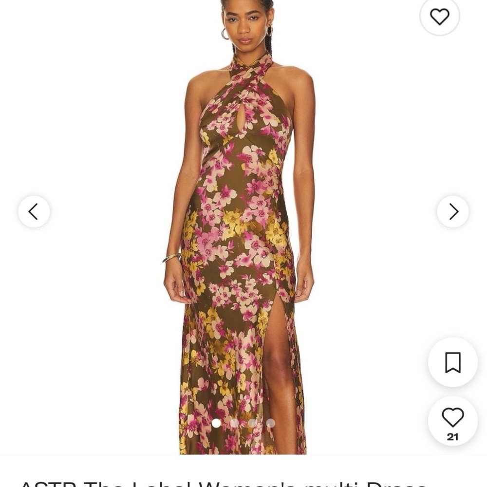 Astr Olive and Pink Floral Dress
